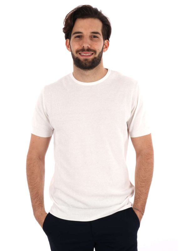 T-SHIRT IN MAGLIA FB UOMO BIANCO