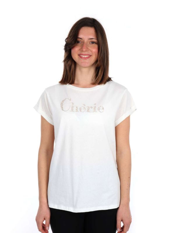 T-SHIRT CHERIE ARTIGLI DONNA PANNA