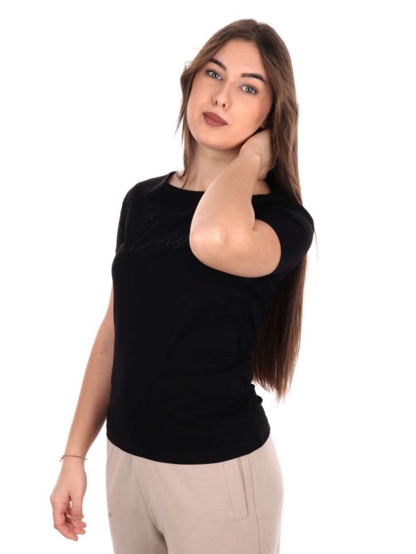 T-SHIRT SCOLLO A BARCHETTA EA7 EMPORIO ARMANI DONNA NERO