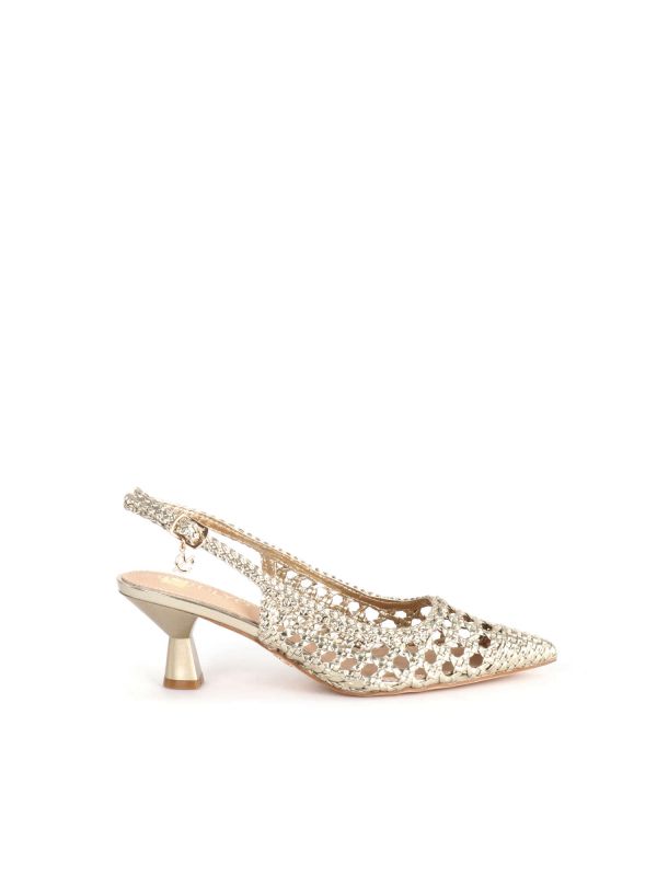SLINGBACK INTRECCIATE CLYO' DA DONNA ORO