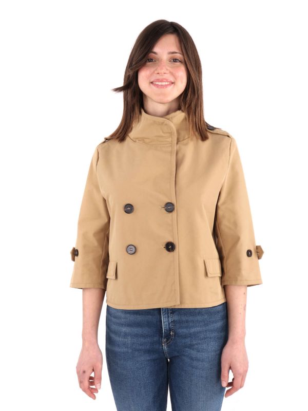 TRENCH CORTO DOPPIO PETTO ARTIGLI DONNA CAMMELLO