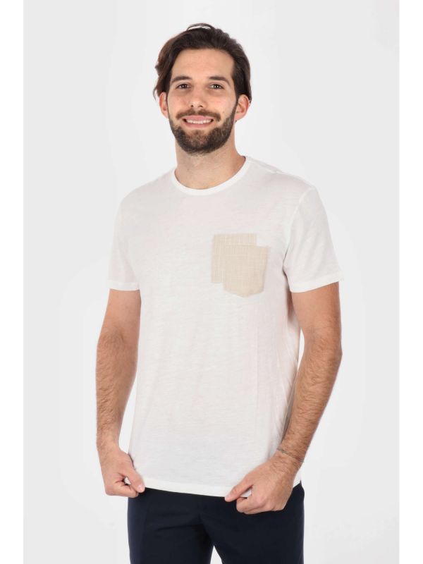 T-SHIRT CON TASCHINO YES ZEE UOMO GESSO