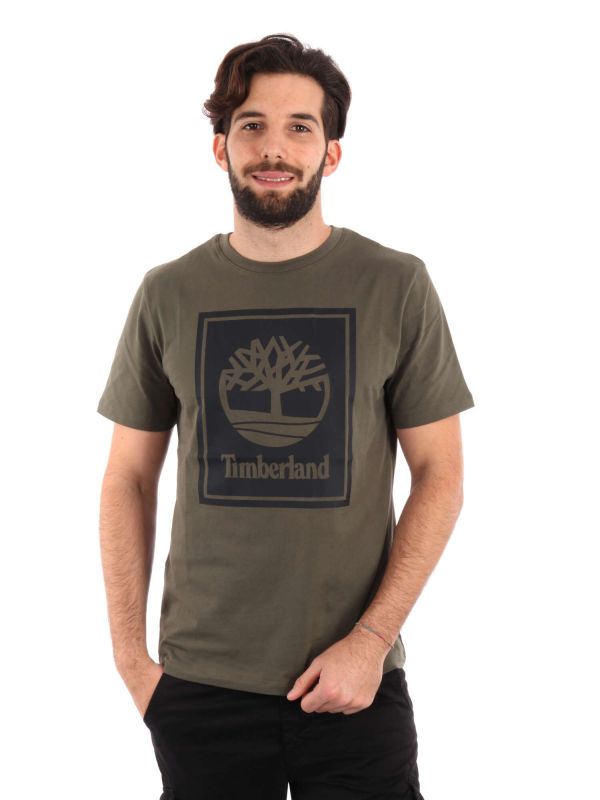 T-SHIRT LOGO A CONTRASTO TIMBERLAND UOMO VERDE MILITARE