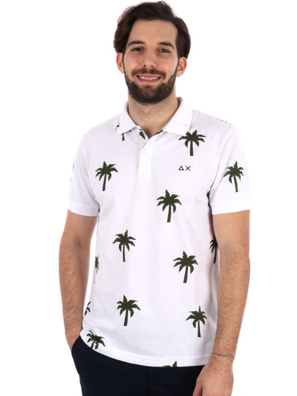 POLO STAMPA ALL-OVER SUN68 UOMO BIANCO