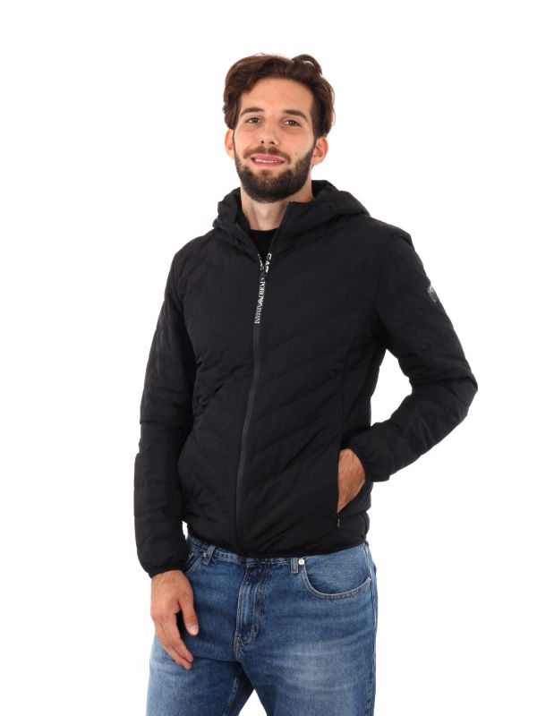 PIUMINO CON CAPPUCCIO PREMIUM EA7 EMPORIO ARMANI UOMO NERO