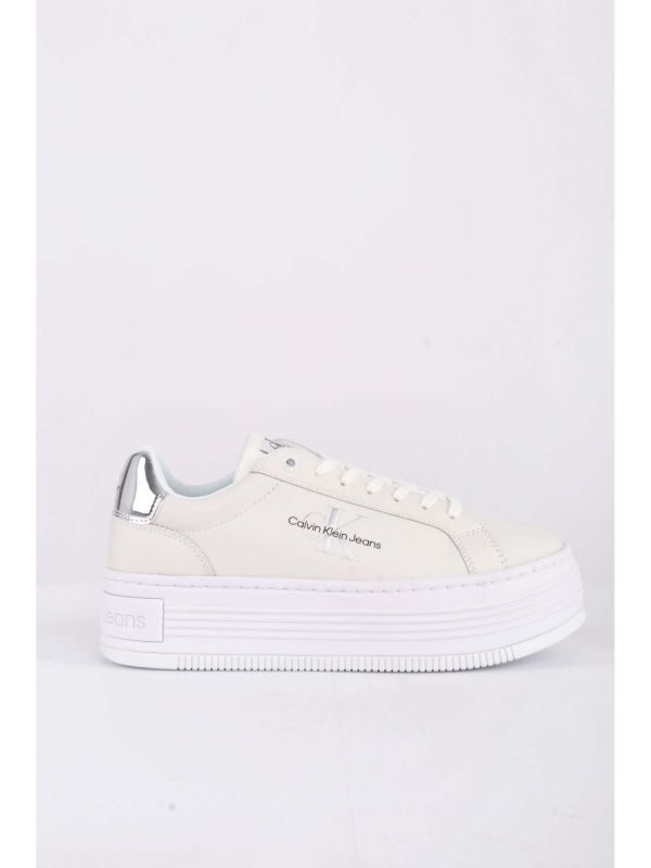 SNEAKERS PLATFORM CALVIN KLEIN JEANS DONNA BIANCO ARGENTO