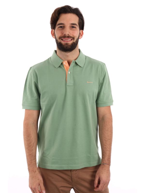 POLO IN PIQUE A CONTRASTO GANT UOMO SALVIA