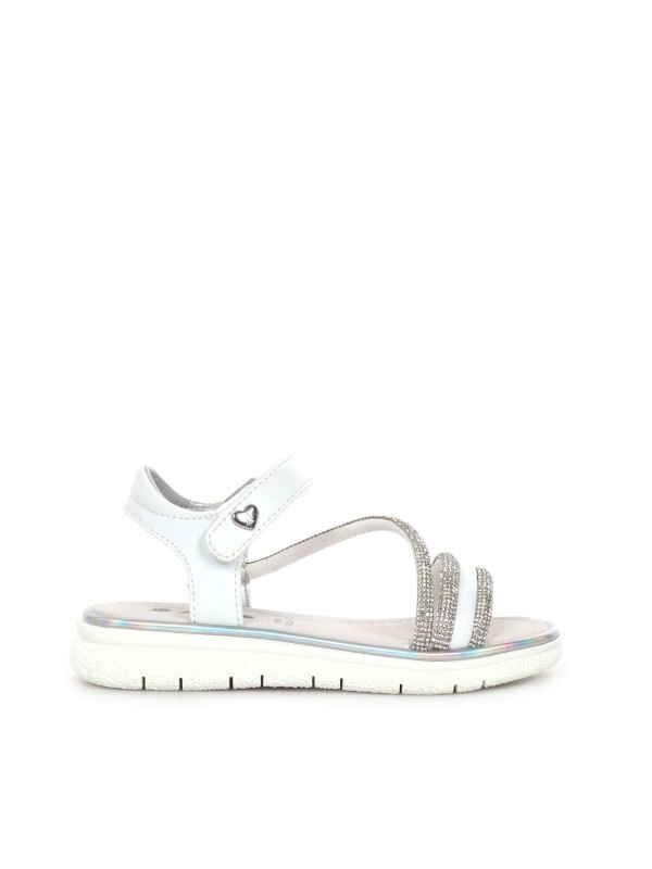 SANDALO A FASCE CON STRASS ASSO BAMBINA BIANCO