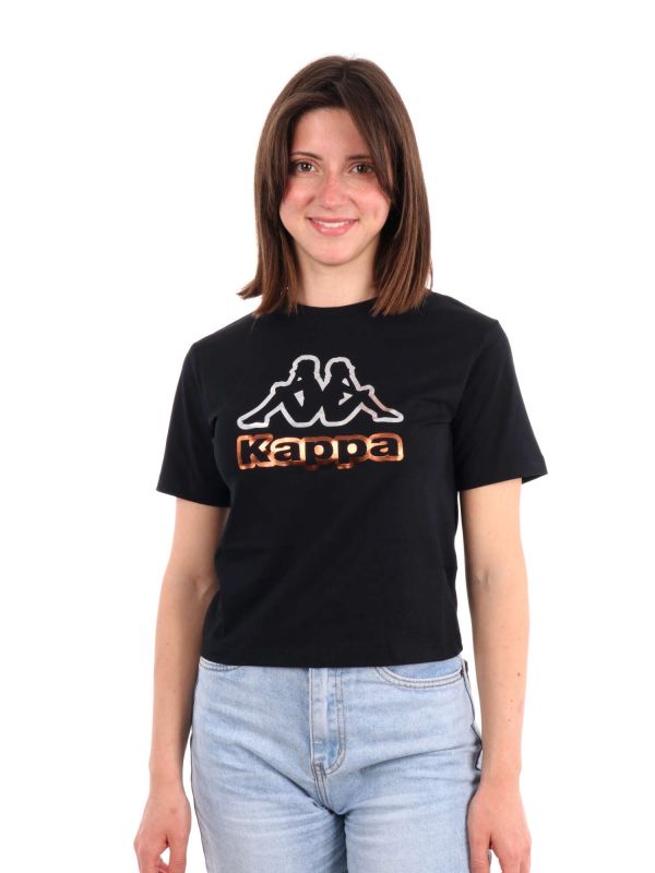 T-SHIRT CON MAXI LOGO KAPPA RAGAZZA NERO