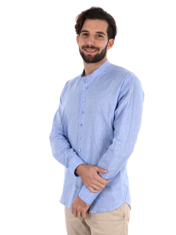 CAMICIA COLLO COREANO FB UOMO CELESTE