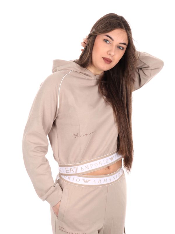 FELPA CON CAPPUCCIO DYNAMIC EA7 EMPORIO ARMANI DONNA BEIGE