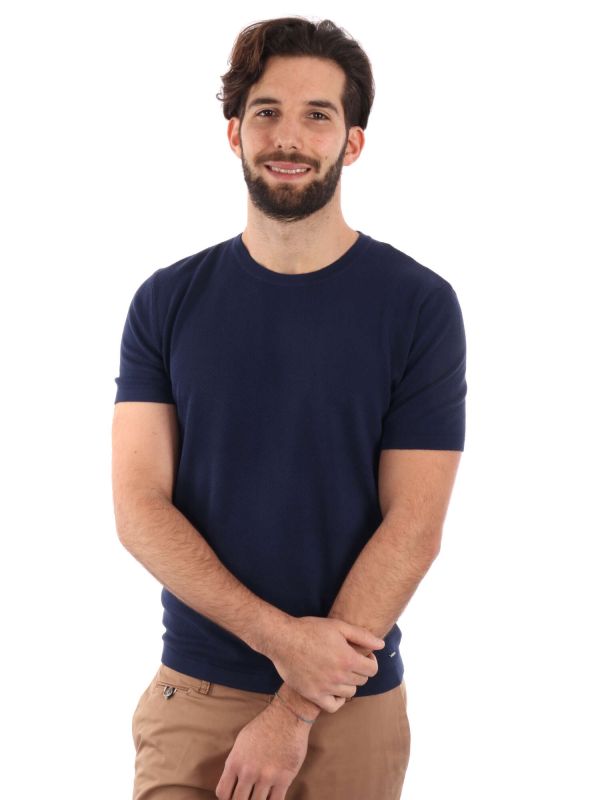T-SHIRT IN MAGLIA GIANNI LUPO UOMO BLU